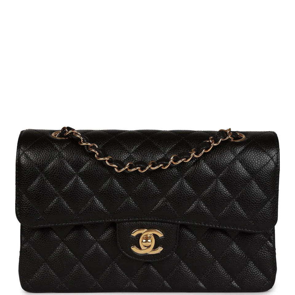 Chanel Small Classic Double Flap Black Caviar Gold Hardware